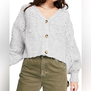 Topshop chunky knit cardigan sweater - gray XS